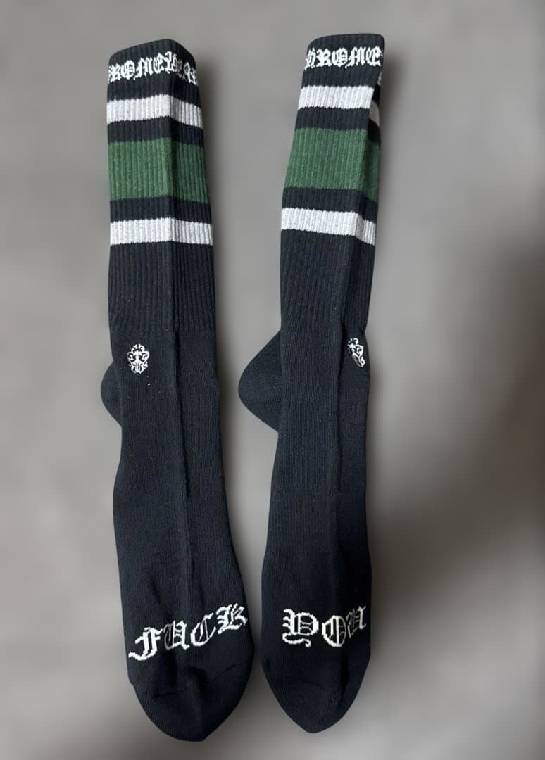 CHROMEHEARTS　Logo Line Socks グリーン　イエロー