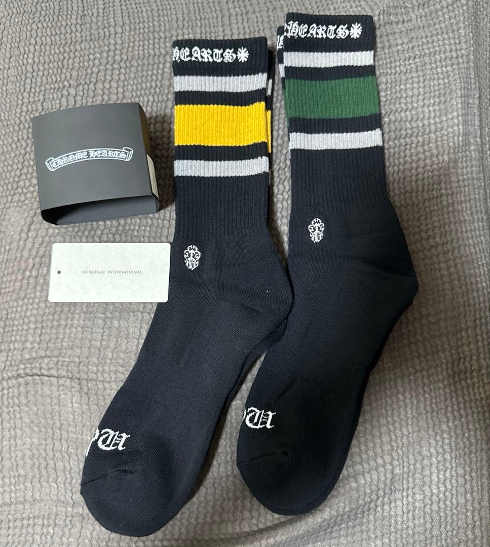 CHROMEHEARTS　Logo Line Socks グリーン　イエロー