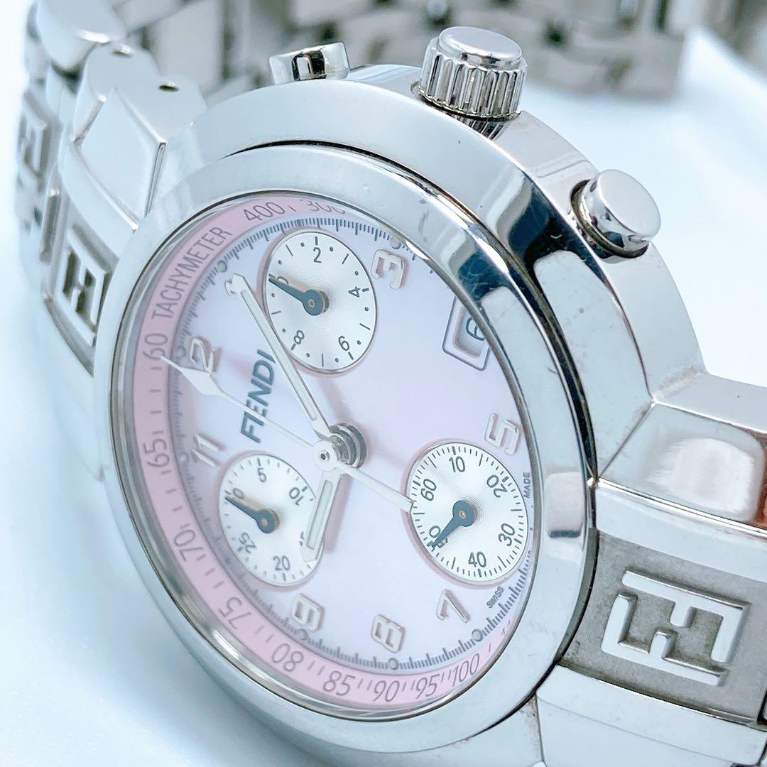 488 フェンディ　4500L ズッカ　クロノグラフ　シェル　ラウンド　腕時計