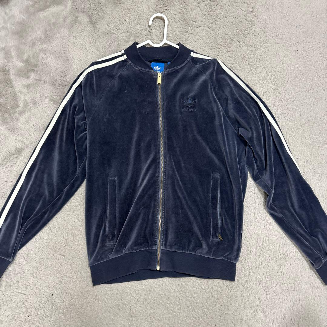 adidas トラックジャケット ネイビー ベロア