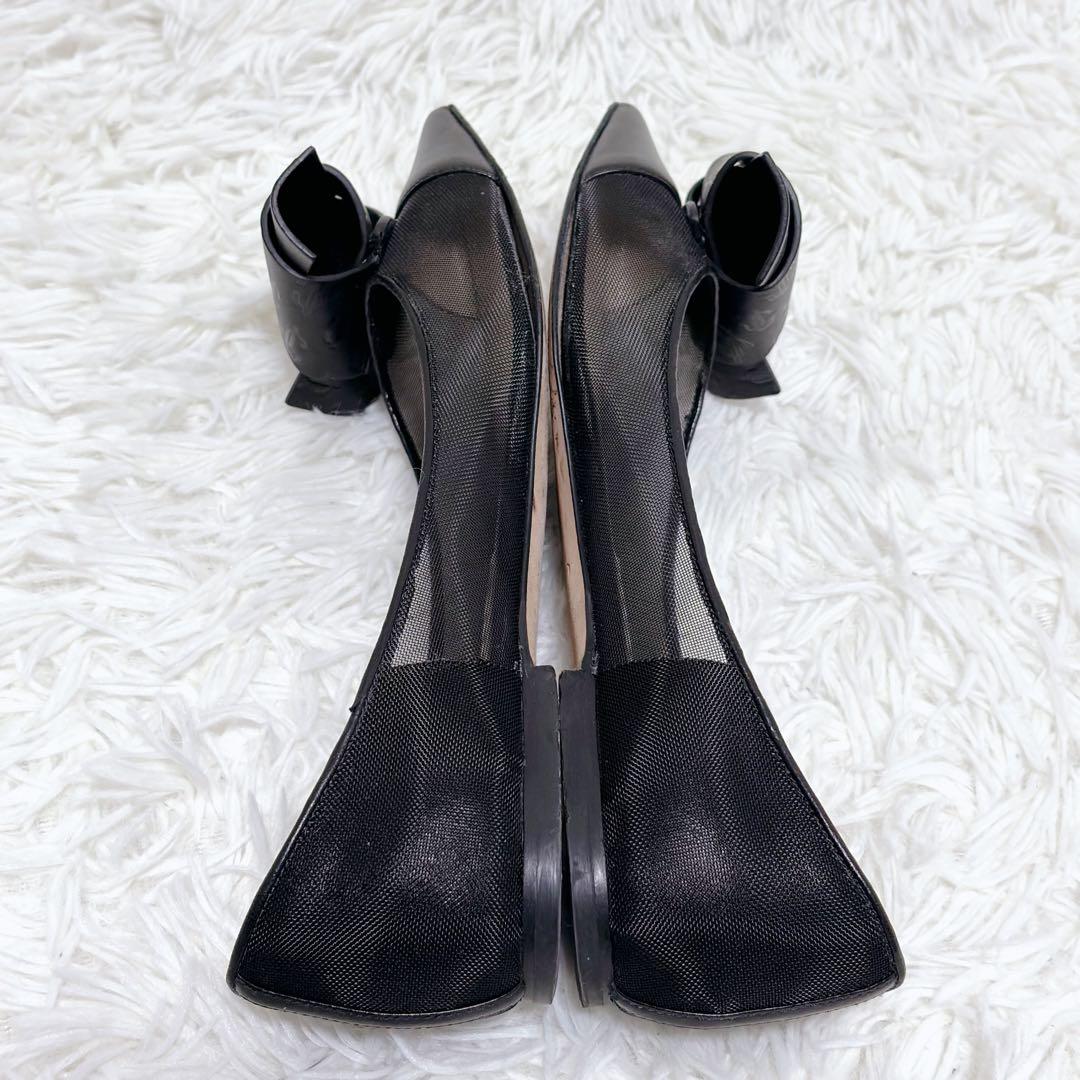 ✨外観美品✨Jimmy Choo ブラック フラットシューズ セレモニー リボン