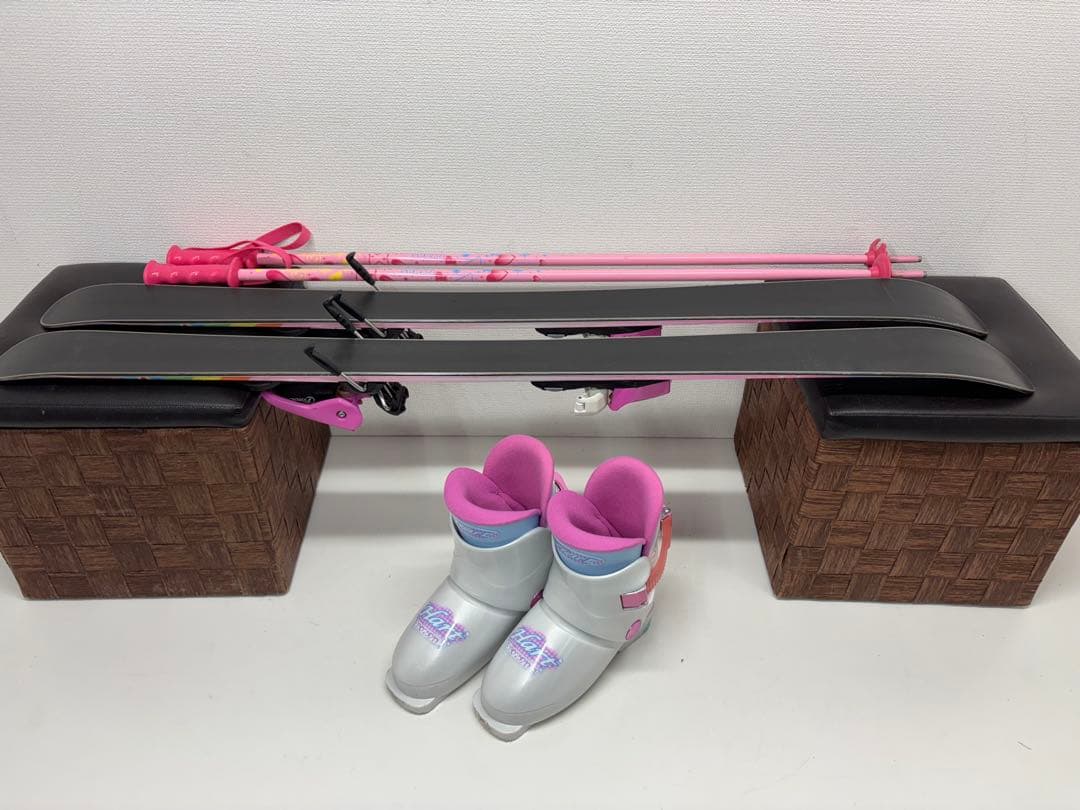 KAZAMA スキー板 106cm キッズ ストック ブーツ セット スキー