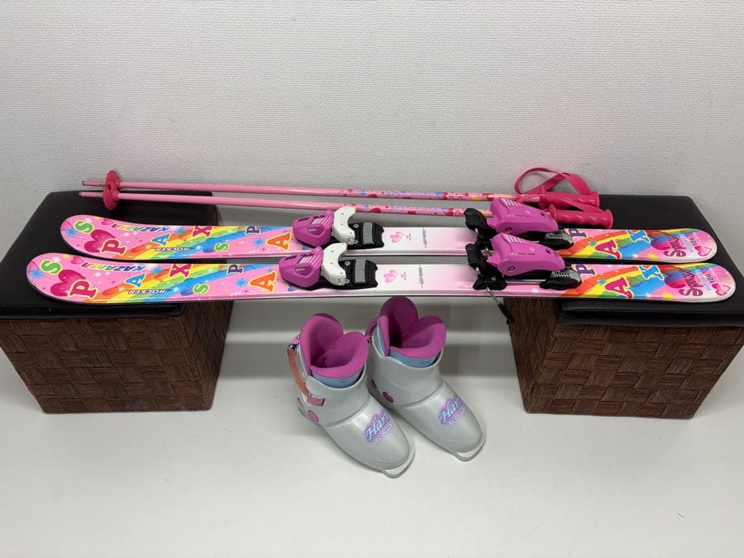 KAZAMA スキー板 106cm キッズ ストック ブーツ セット スキー