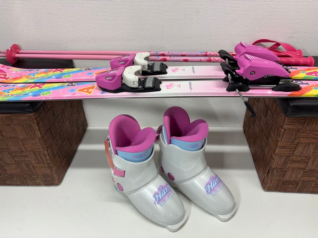 KAZAMA スキー板 106cm キッズ ストック ブーツ セット スキー