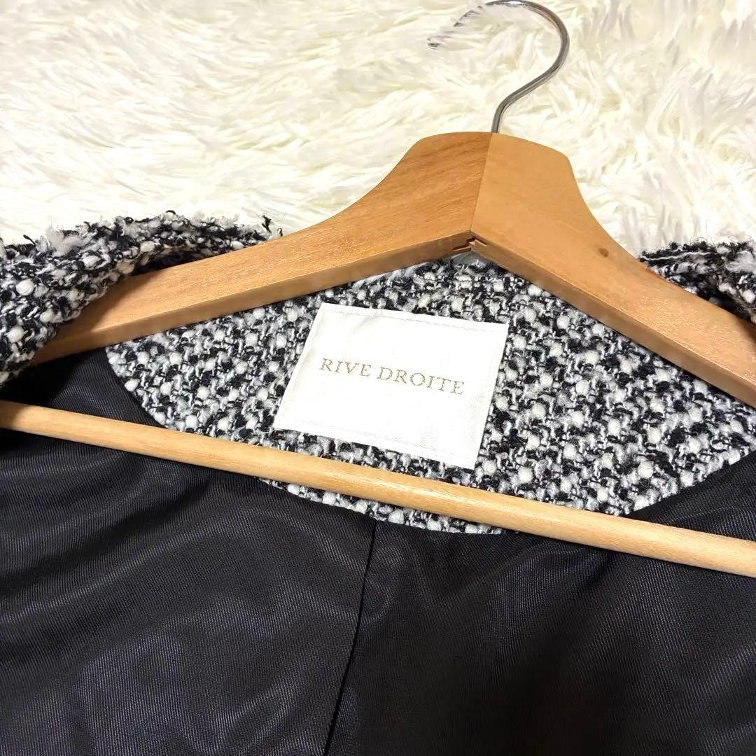 美品◆RIVE DROITE リヴドロワ　ツイードジャケット　フリンジ　金ボタン