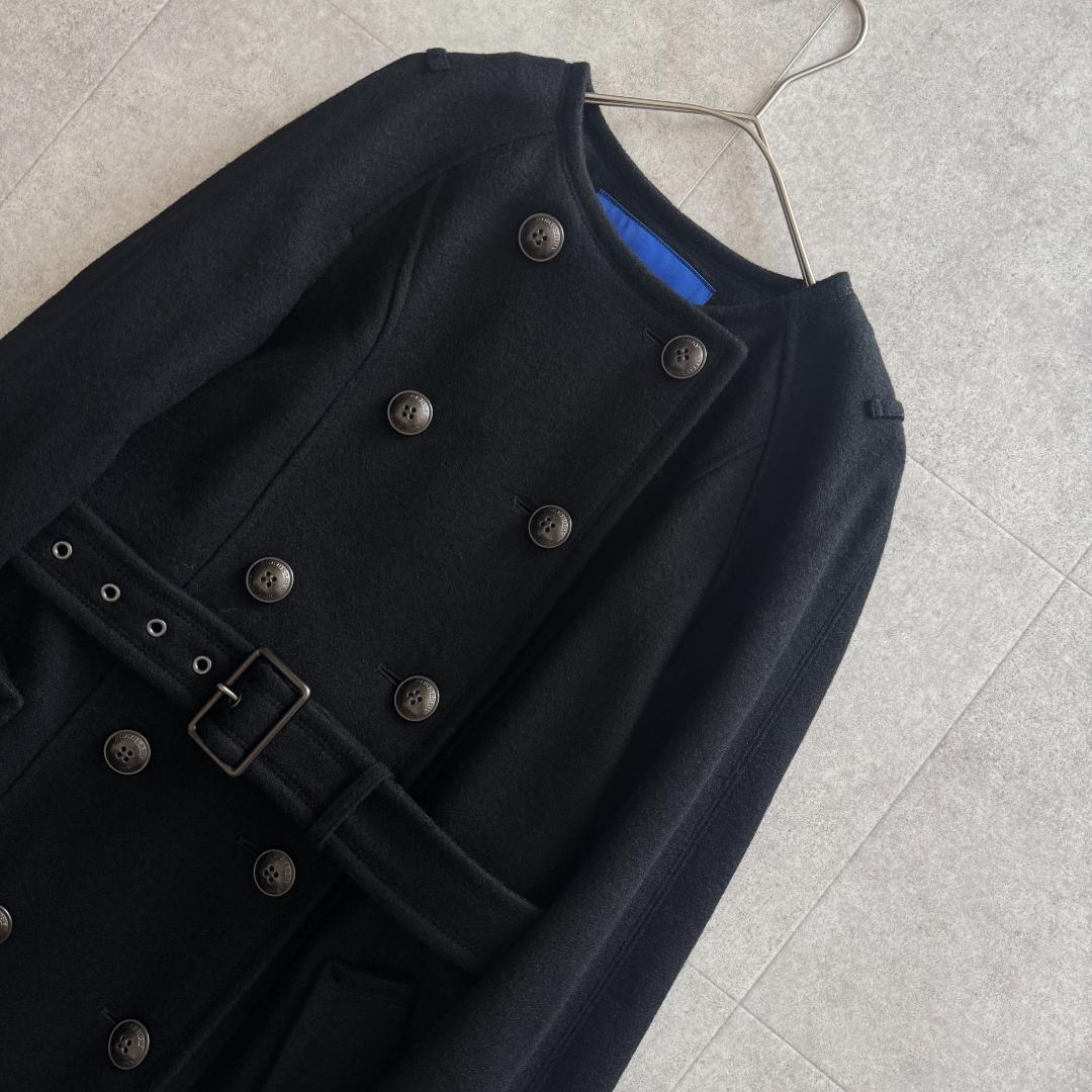 バーバリーブルーレーベル　タグ付　 ロングコート　ケープ付き　2way　黒　38