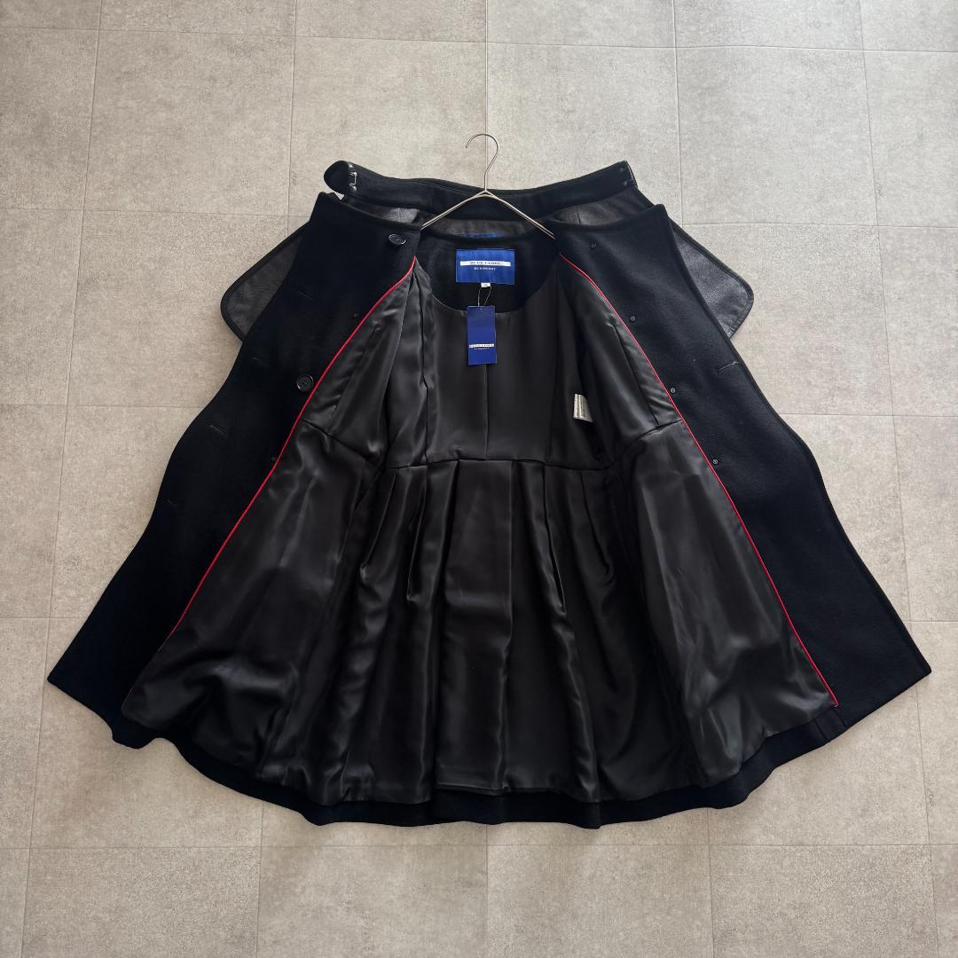 バーバリーブルーレーベル　タグ付　 ロングコート　ケープ付き　2way　黒　38