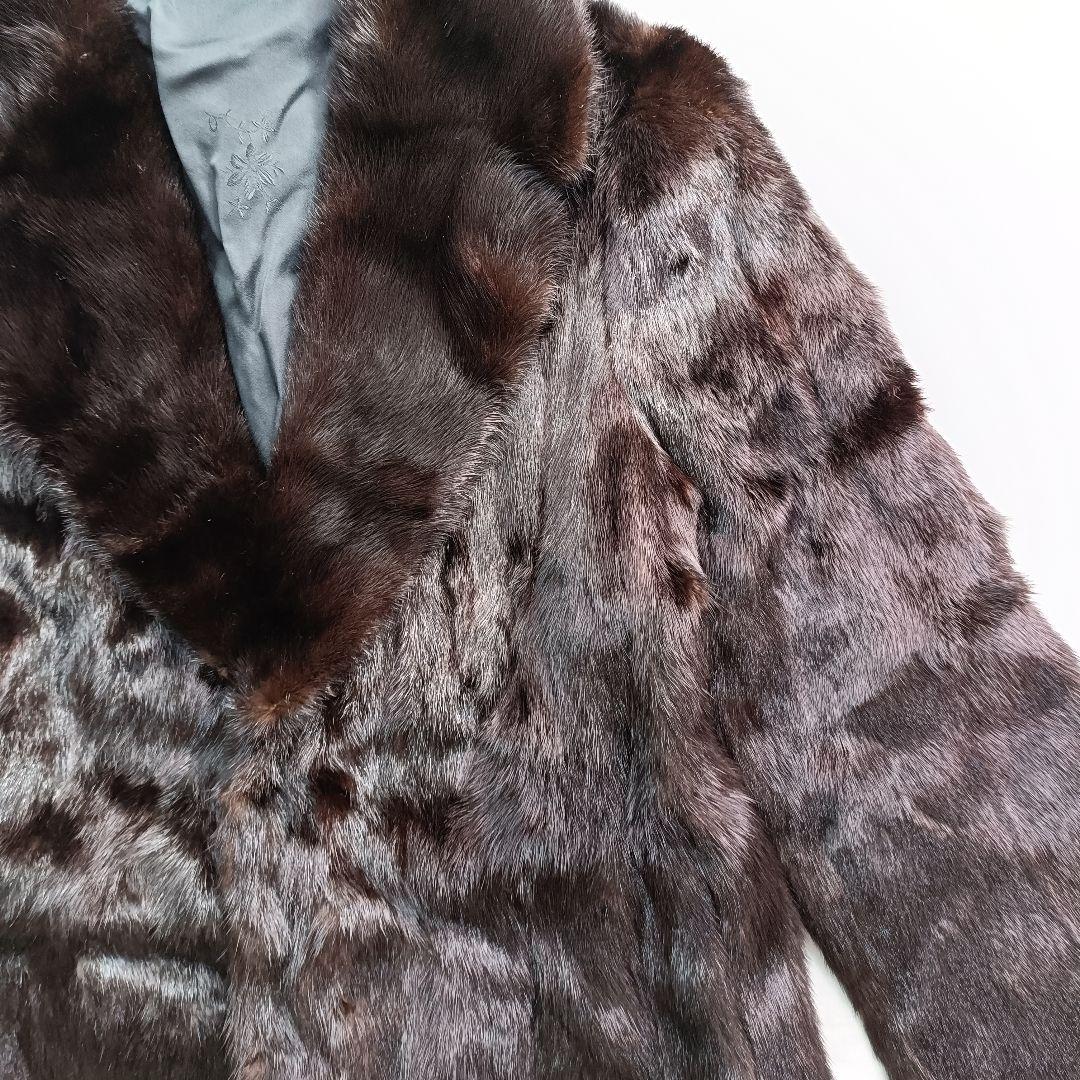毛皮　ミンク　ダークブラウン ファーコート ロングコート