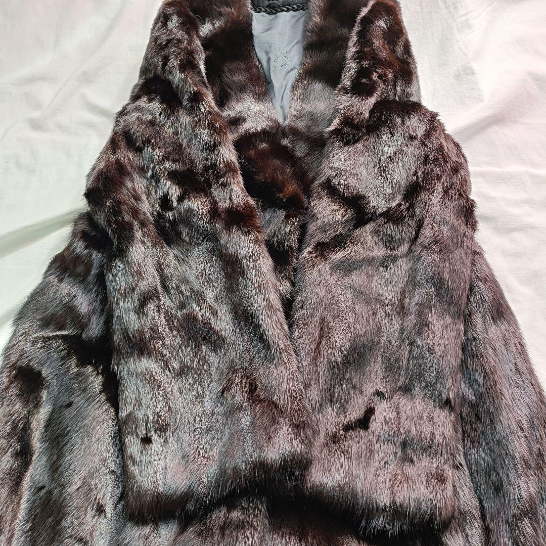 毛皮　ミンク　ダークブラウン ファーコート ロングコート