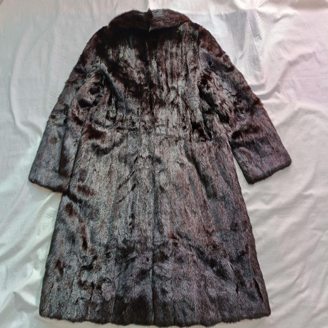 毛皮　ミンク　ダークブラウン ファーコート ロングコート
