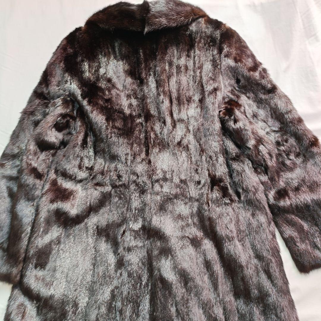毛皮　ミンク　ダークブラウン ファーコート ロングコート