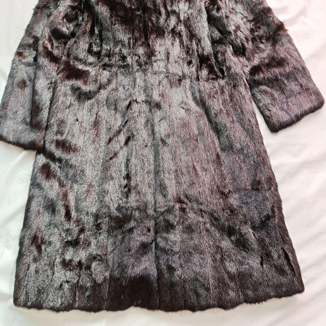 毛皮　ミンク　ダークブラウン ファーコート ロングコート