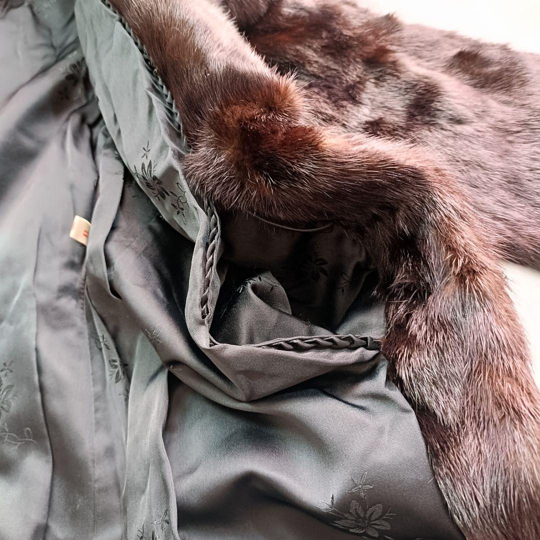 毛皮　ミンク　ダークブラウン ファーコート ロングコート