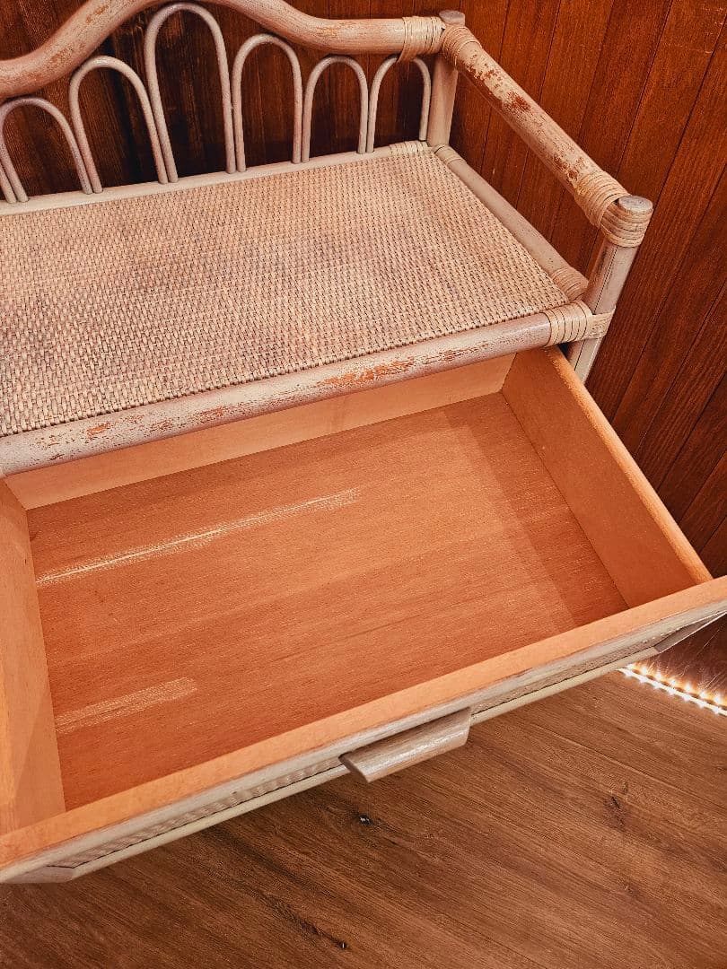 日本製 ラタンチェスト アンティーク加工 藤家具 ヴィンテージ 無垢材