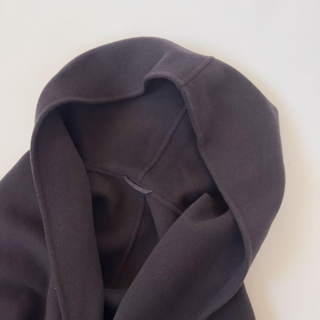 近年　定価6万　アルアバイル　ウールカシミヤ混リバーフーディコート　ベルト付き