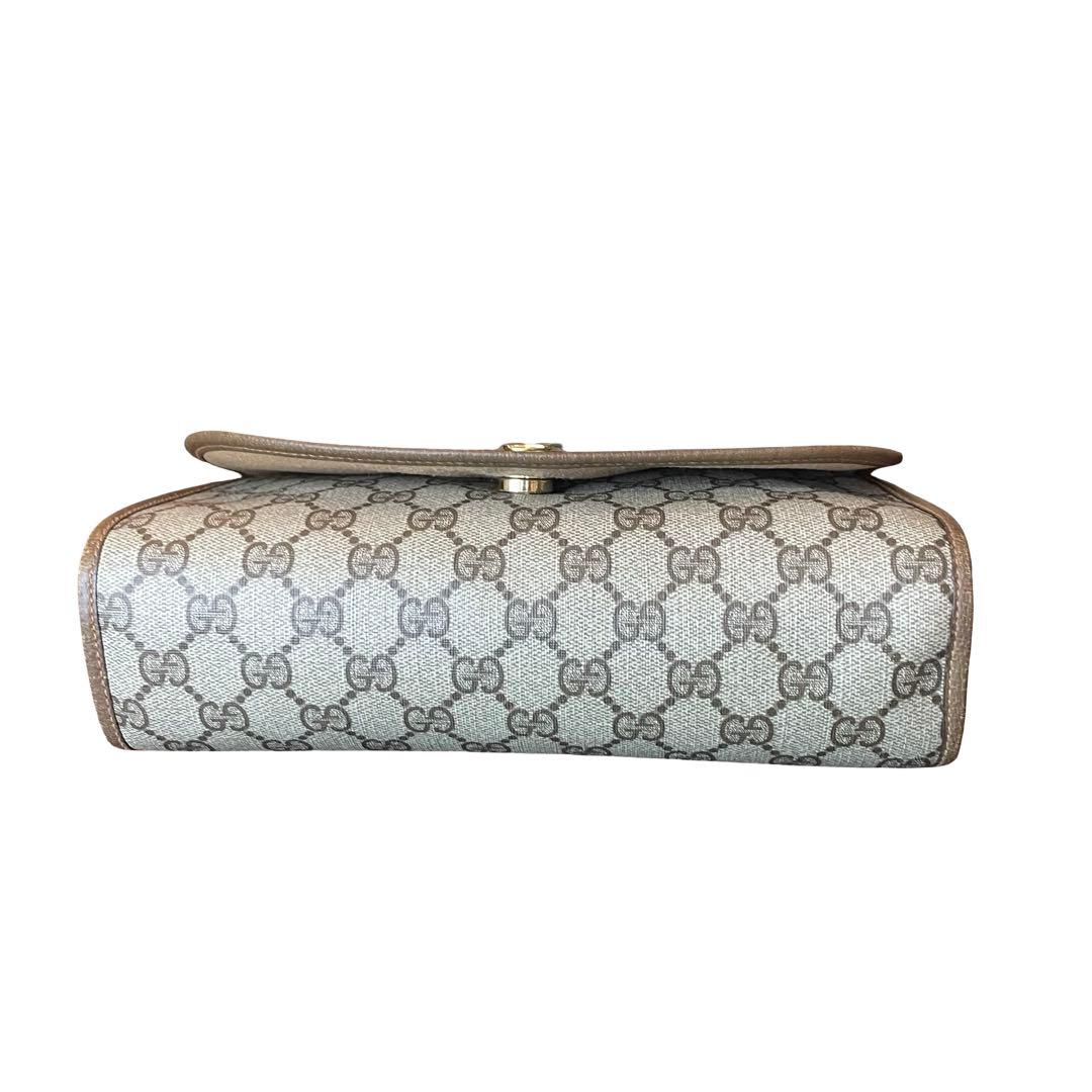 【レア】GUCCI クラッチバッグ シェリーライン GG柄 PVC レザー 茶