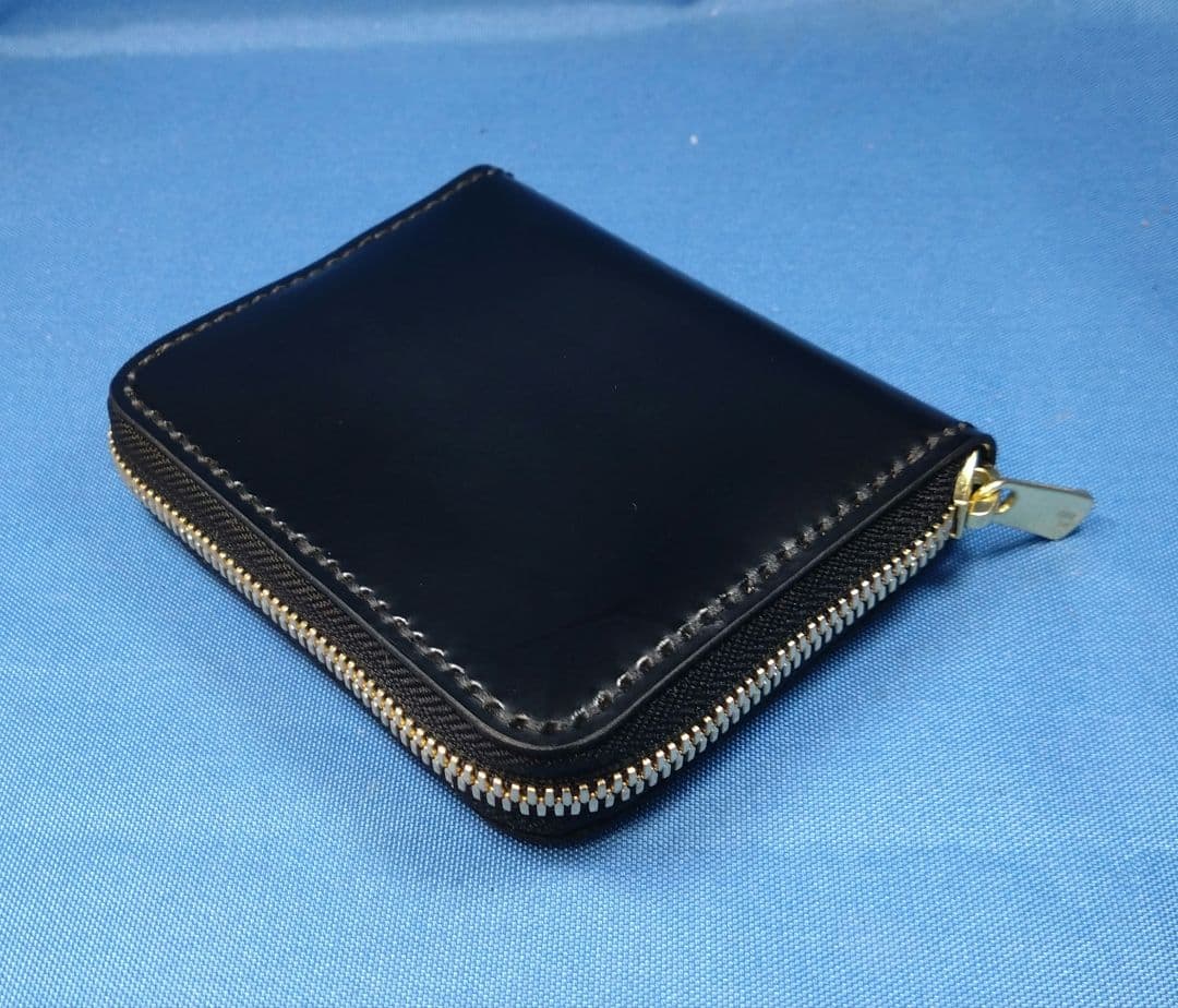 レザークラフト コードバン★HG コンパクトファスナー二つ折り財布【写真現品】