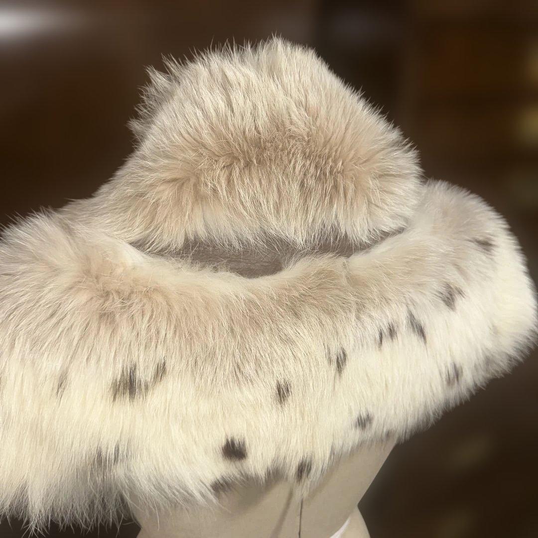 即日発送可能着物　振り袖成人式ストールベージュファーショールクリップ付きリンクス