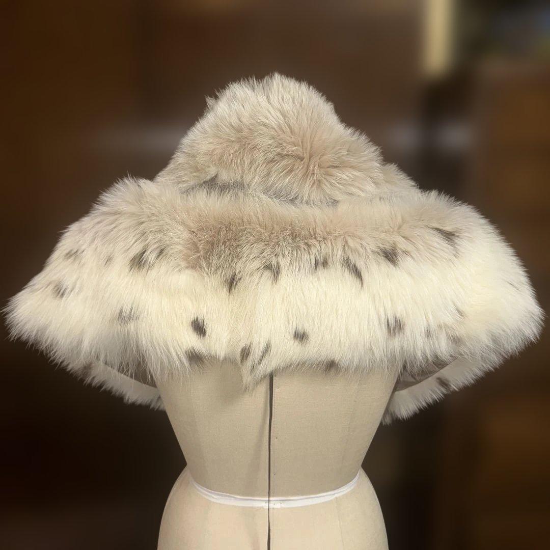 即日発送可能着物　振り袖成人式ストールベージュファーショールクリップ付きリンクス