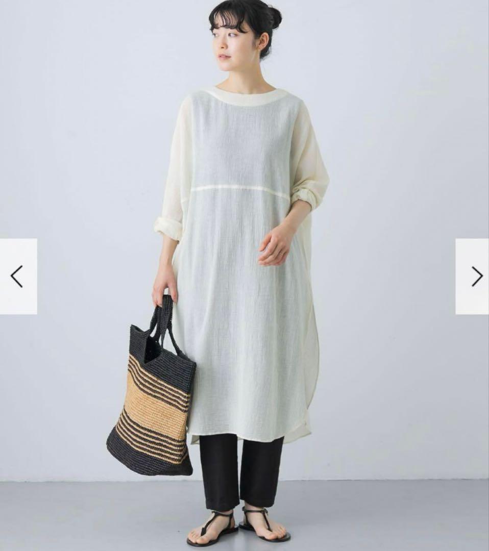 新品　今季　かぐれ　ガーゼロングチュニック 薄手　2025年春秋