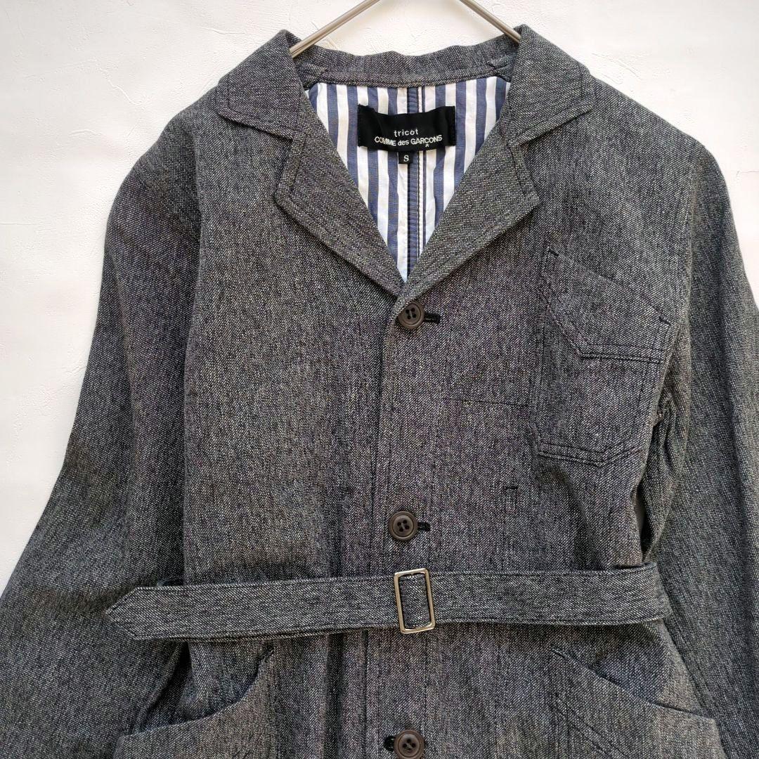 トリココムデギャルソン 綿麻ジャケット ベルト スプリングコート コットンリネン