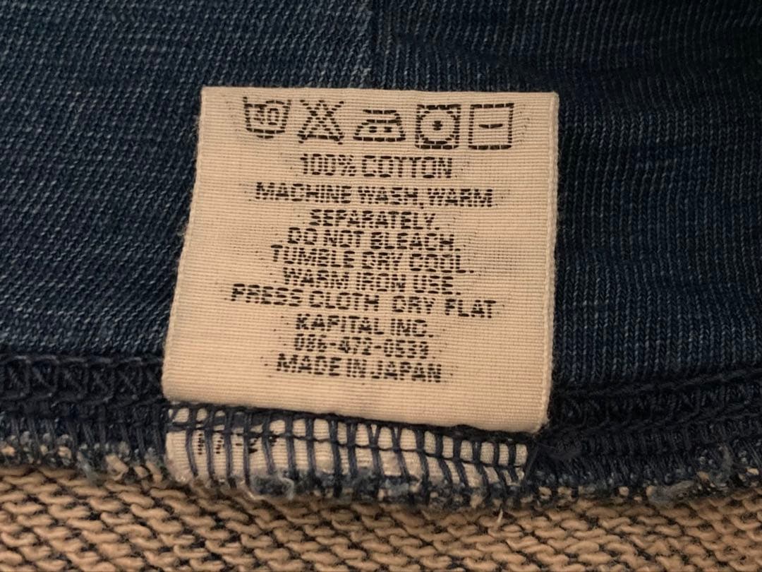 KAPITAL IDG ヴィンテージ加工 フード スウェット フリンジ パーカー