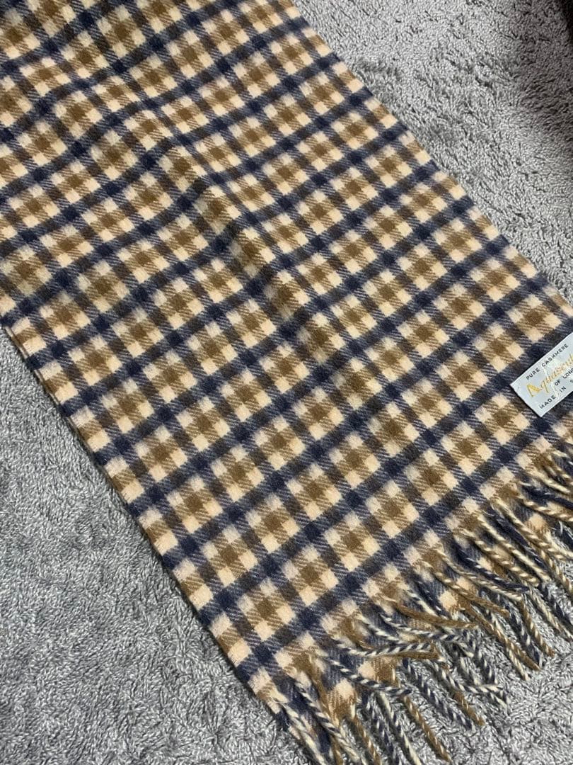 Aquascutum カシミヤ チェックマフラー。美品。