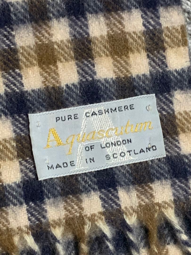 Aquascutum カシミヤ チェックマフラー。美品。
