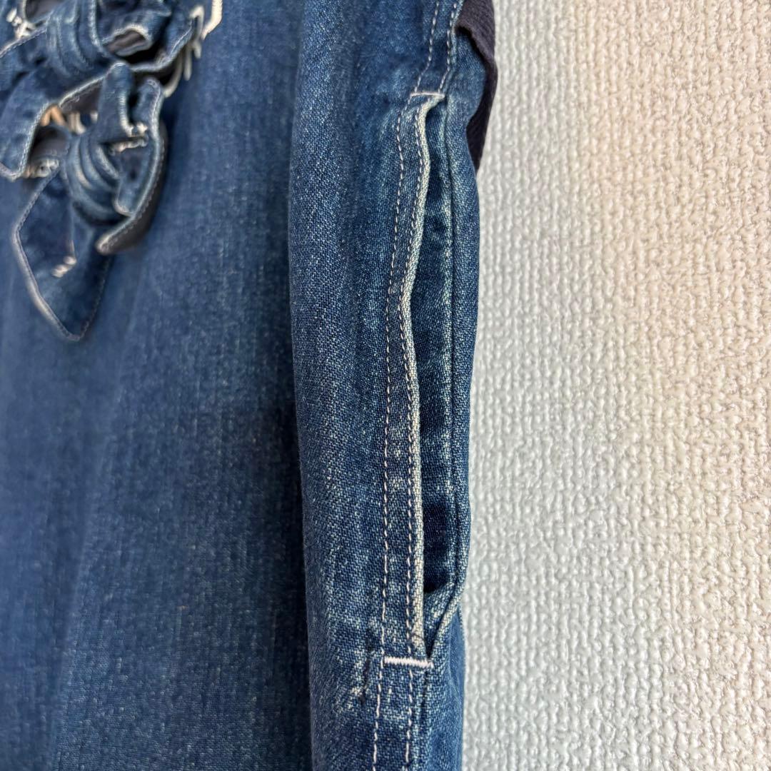 インゲボルグ INGEBORG デニム ジャンパースカート ノースリーブ リボン
