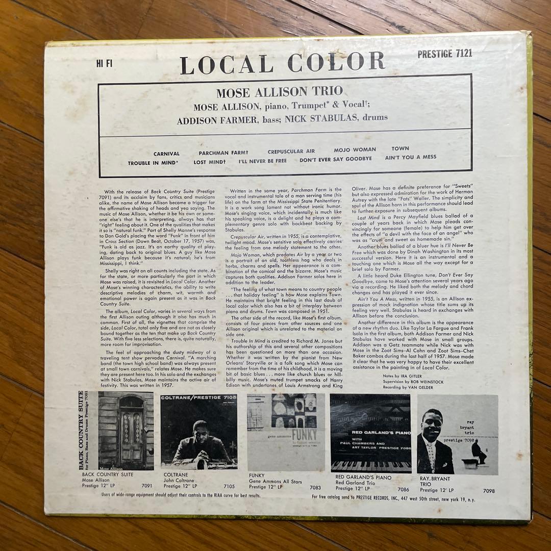 洋楽 LOCAL COLOR MOSE ALLISON PRESTIGE 7121