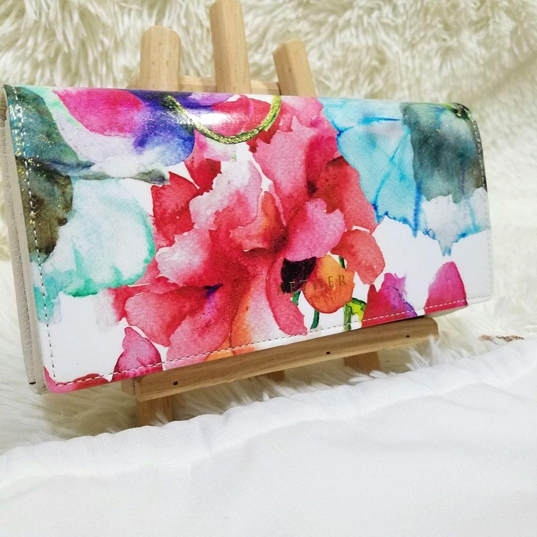 【新品・未使用】AETHER 長財布 花柄 レザー 保存袋