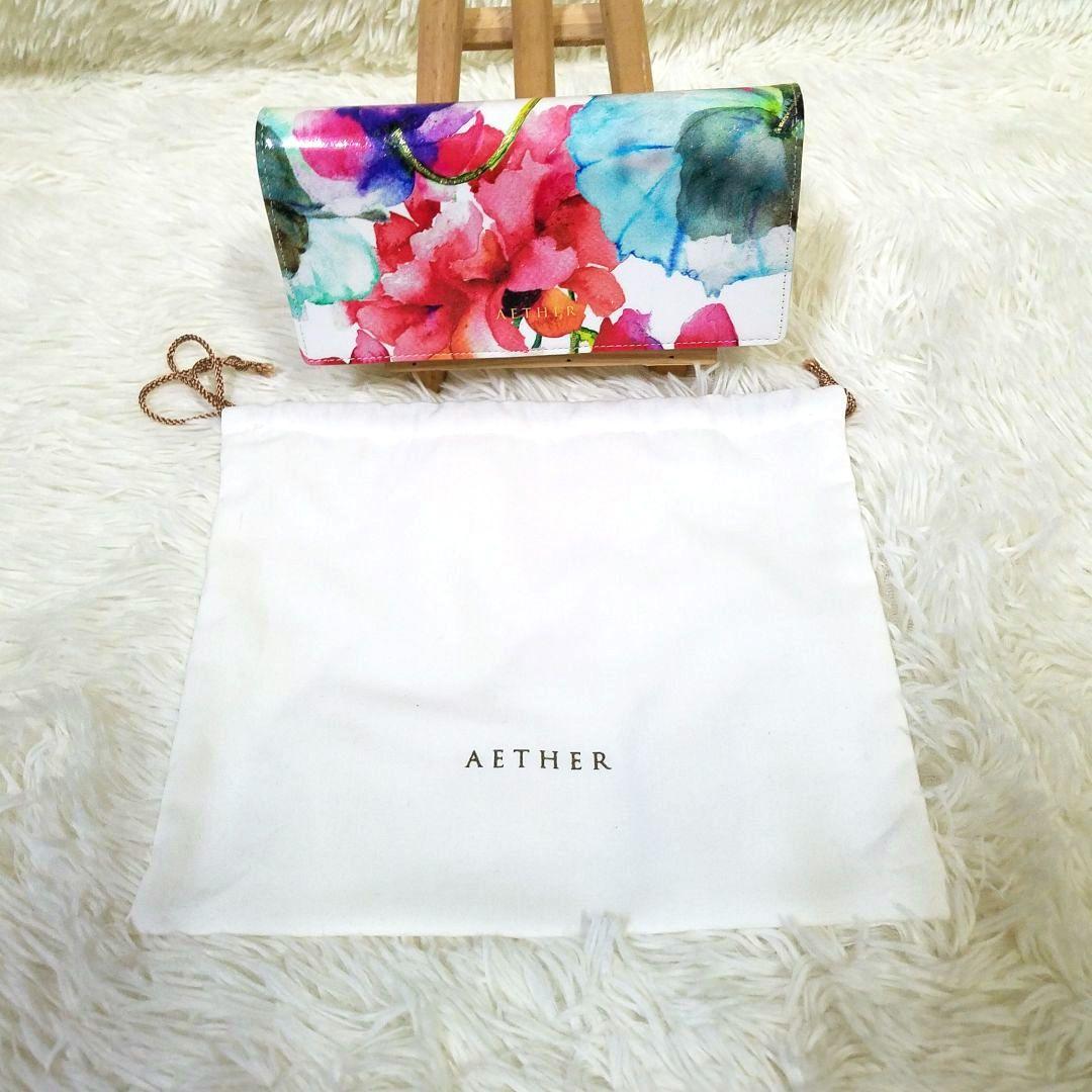 【新品・未使用】AETHER 長財布 花柄 レザー 保存袋