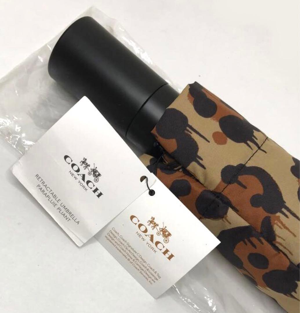 新品 未使用 COACH コーチ オセロット レオパード 折りたたみ傘 ヒョウ柄
