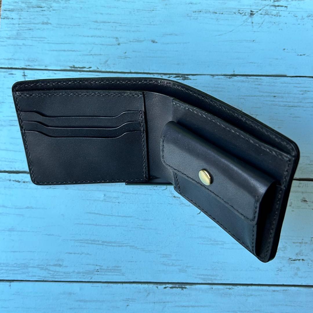 栃木レザー　二つ折り財布　コンパクトウォレット　本革　牛革　ハンドメイド