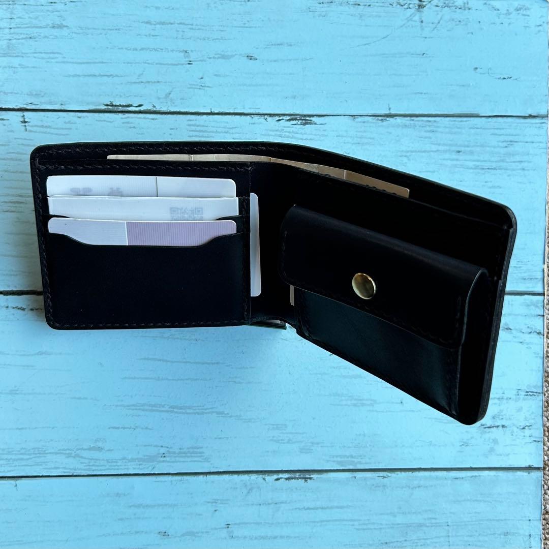 栃木レザー　二つ折り財布　コンパクトウォレット　本革　牛革　ハンドメイド