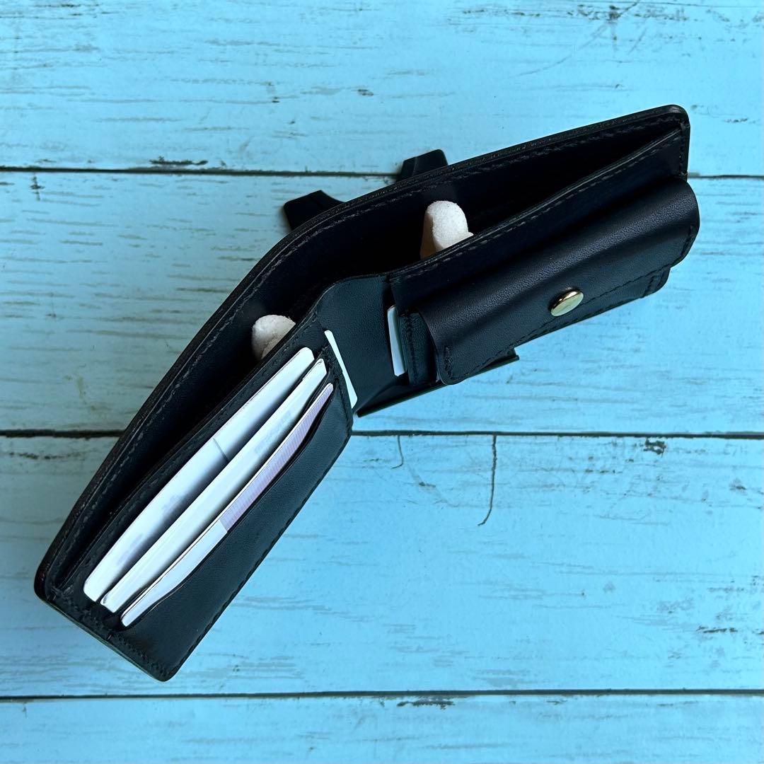 栃木レザー　二つ折り財布　コンパクトウォレット　本革　牛革　ハンドメイド