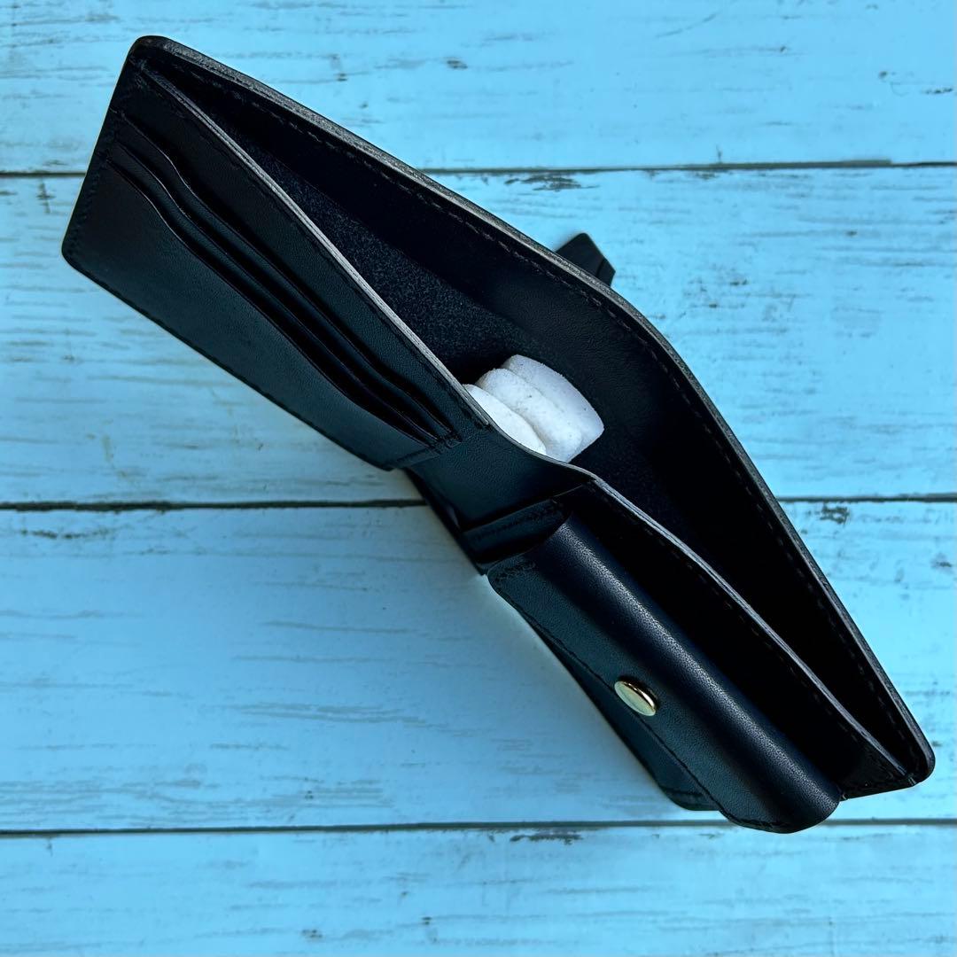 栃木レザー　二つ折り財布　コンパクトウォレット　本革　牛革　ハンドメイド