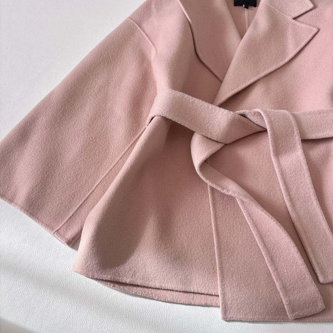 【定価6.4万】セオリー カシミヤ混 ダブルフェイスコート ピンクS