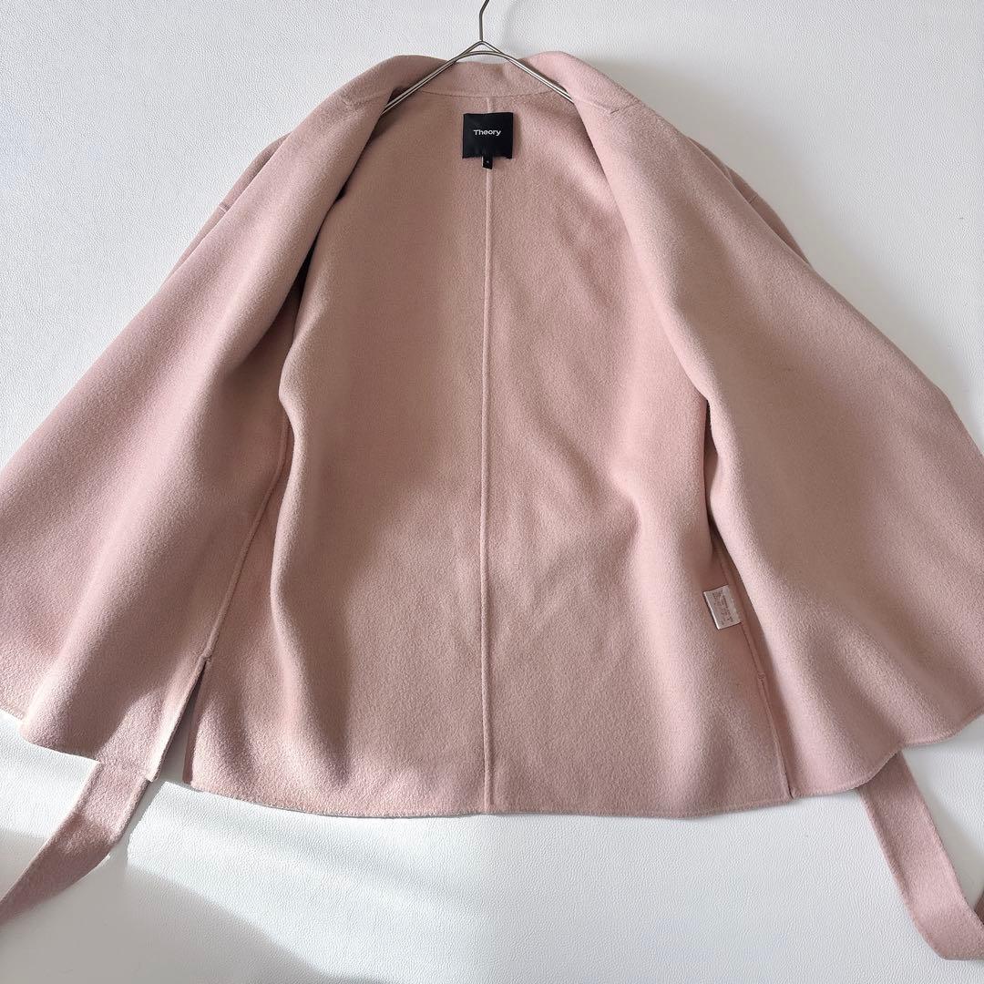 【定価6.4万】セオリー カシミヤ混 ダブルフェイスコート ピンクS