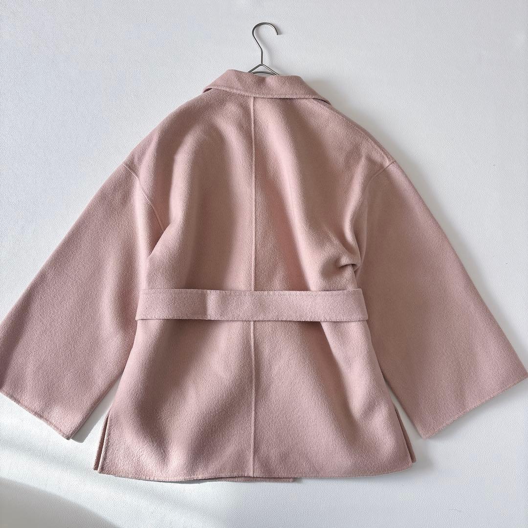 【定価6.4万】セオリー カシミヤ混 ダブルフェイスコート ピンクS