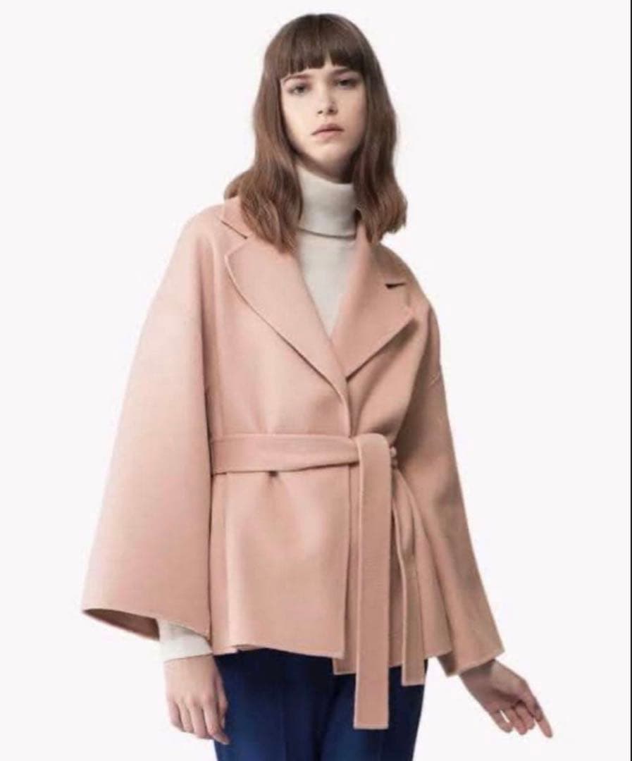 【定価6.4万】セオリー カシミヤ混 ダブルフェイスコート ピンクS