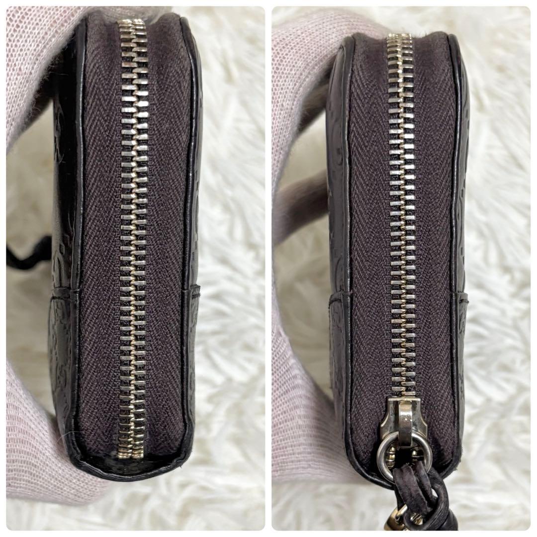 GUCCI 長財布 ラウンドファスナー シマ マイクロシマ　インターロッキング