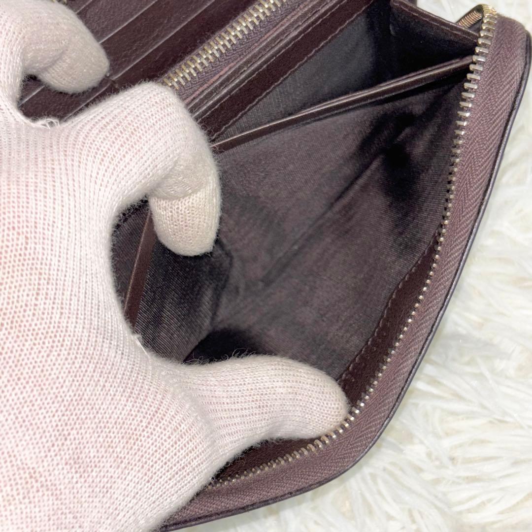 GUCCI 長財布 ラウンドファスナー シマ マイクロシマ　インターロッキング