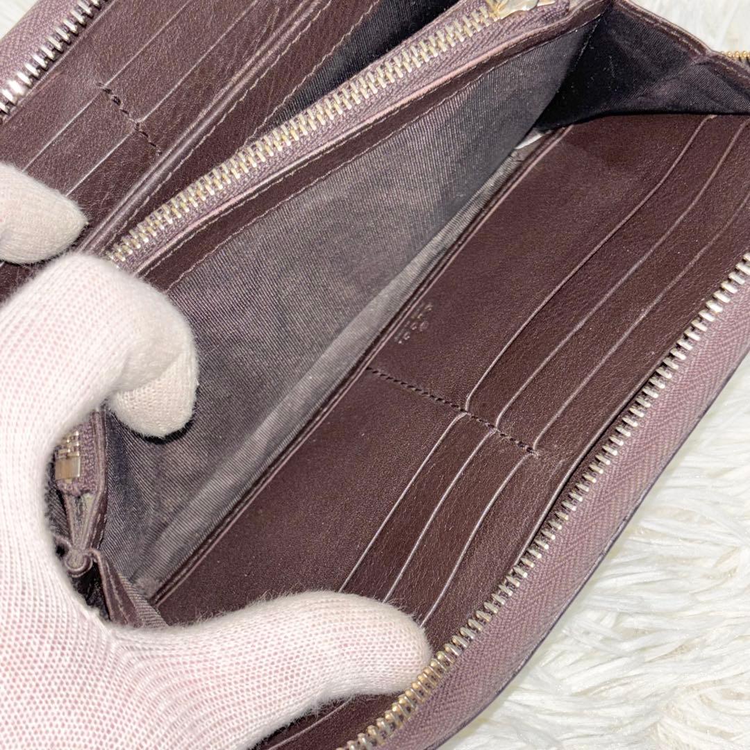 GUCCI 長財布 ラウンドファスナー シマ マイクロシマ　インターロッキング