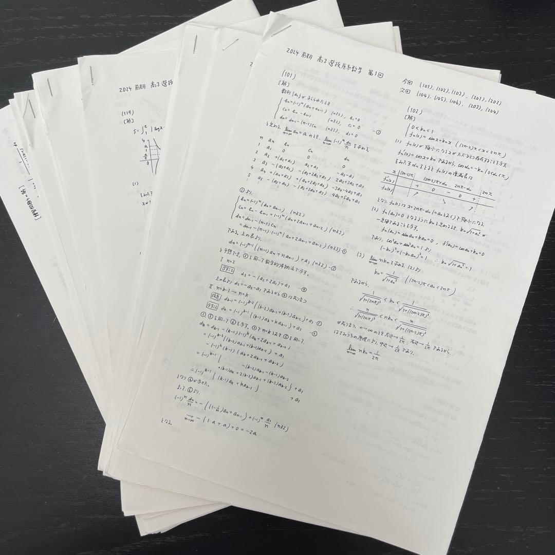 駿台 高３選抜医系数学 2024 前期(解答解説プリント付き)