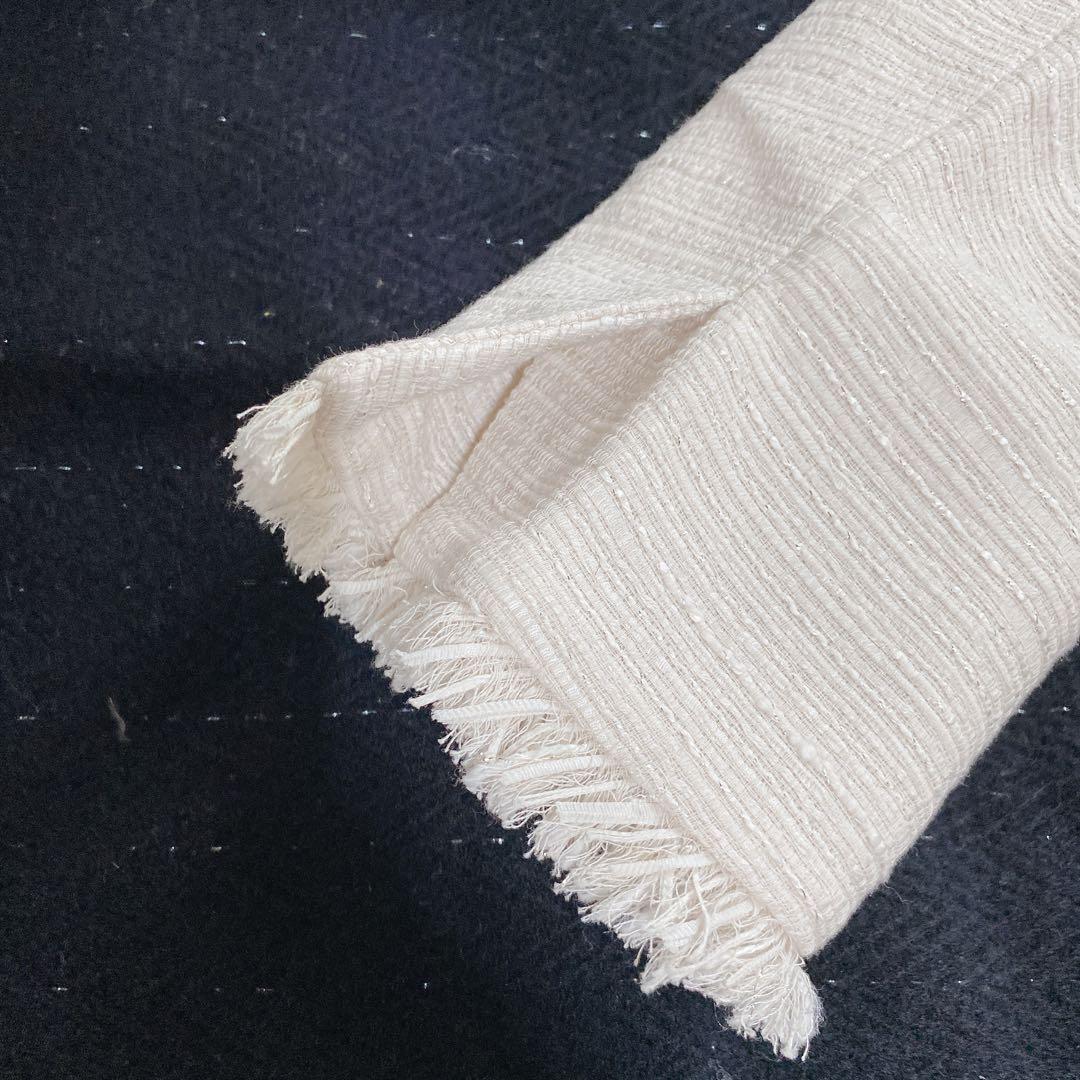 UNITED ARROWS　ツイードノーカラージャケット　アイボリー　ラメ　40