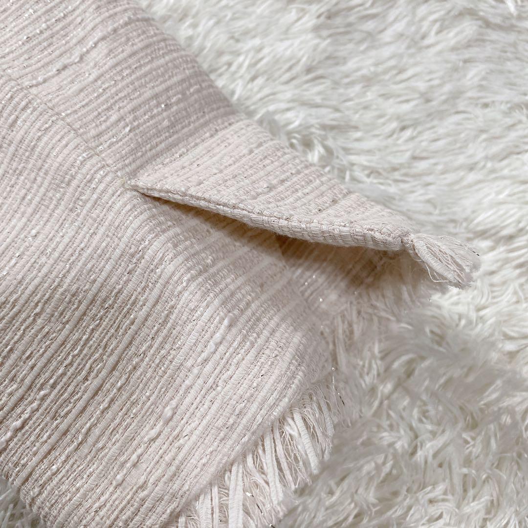 UNITED ARROWS　ツイードノーカラージャケット　アイボリー　ラメ　40