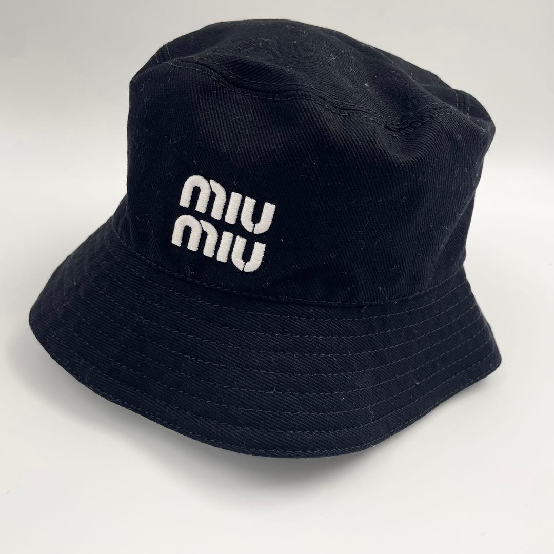 【✨美品 RFID】 バゲットハット ロゴ 刺繍 ブラック ICタグ付き