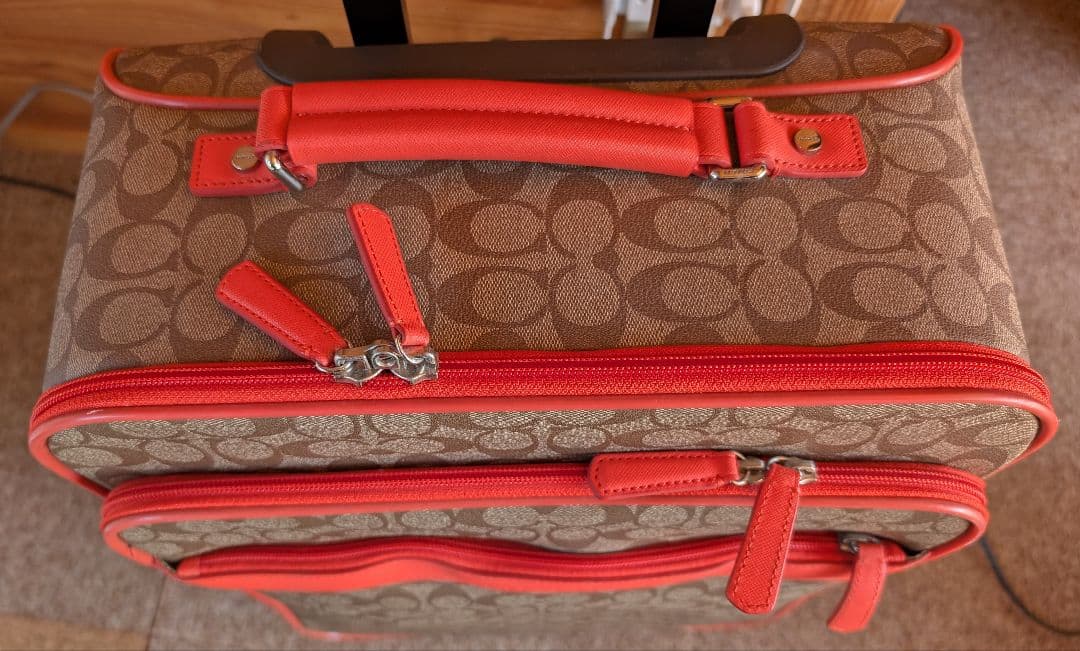 COACH キャリーケース ベージュ/オレンジ