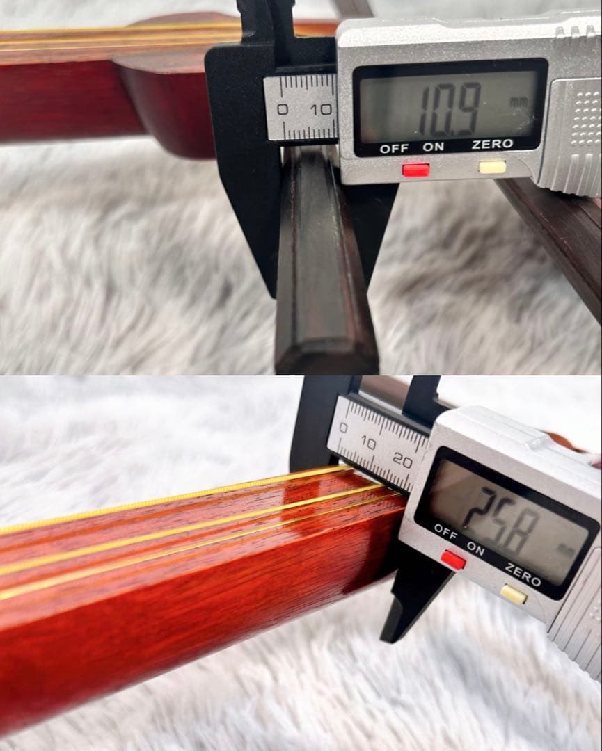 【希少】長唄三味線　細棹　花梨　正寸　丸打胴　撥付き　皮破れなし　本皮